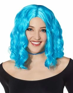 Spirit Halloween Blue Short Wavy Wig