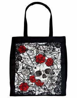 Spirit Halloween Skull and Roses Tote Bag