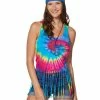 Spirit Halloween Tie Dye Fringe Tank Top