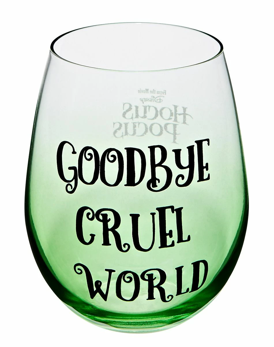 Spirit Halloween Goodbye Cruel World Stemless Glass 22 oz. - Hocus Pocus 1 Spirit Halloween Goodbye Cruel World Stemless Glass 22 oz. - Hocus Pocus