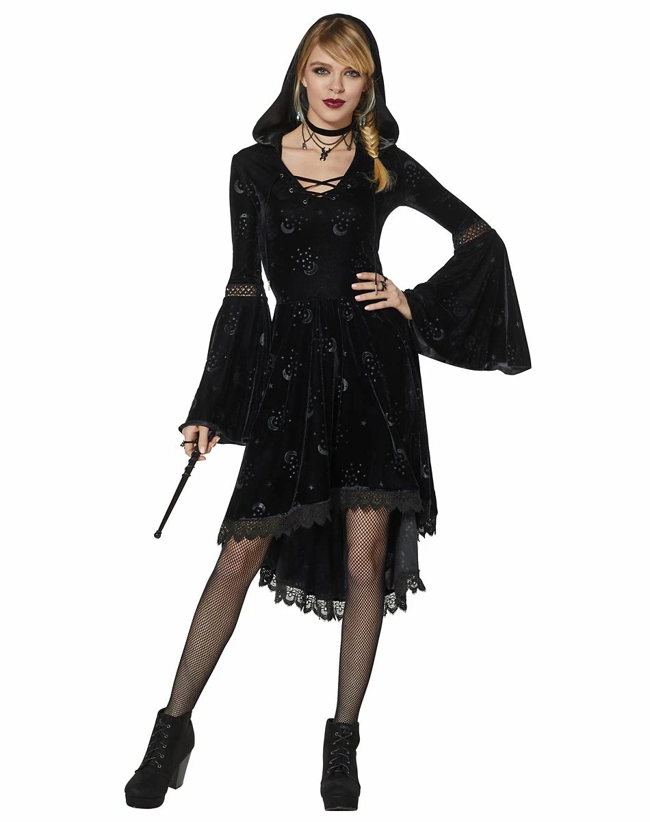 Spirit Halloween Celestial Coven Hooded Velvet Dress 1 Spirit Halloween Celestial Coven Hooded Velvet Dress