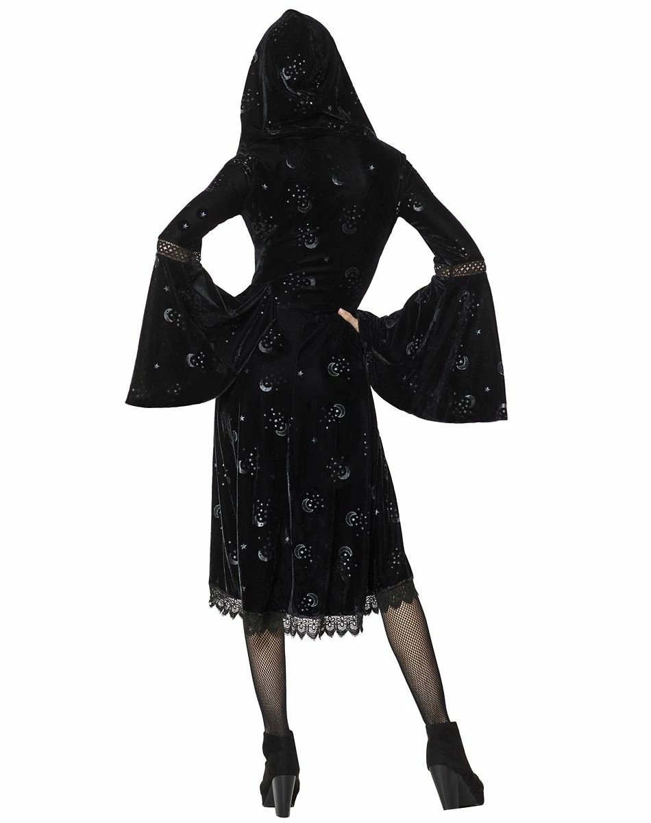 Spirit Halloween Celestial Coven Hooded Velvet Dress 2 Spirit Halloween Celestial Coven Hooded Velvet Dress - Image 2