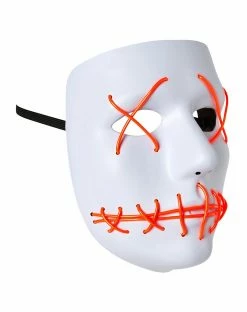 Spirit Halloween White and Red EL Wire Half Mask -Halloween ACCESSORIES store 01429208 c