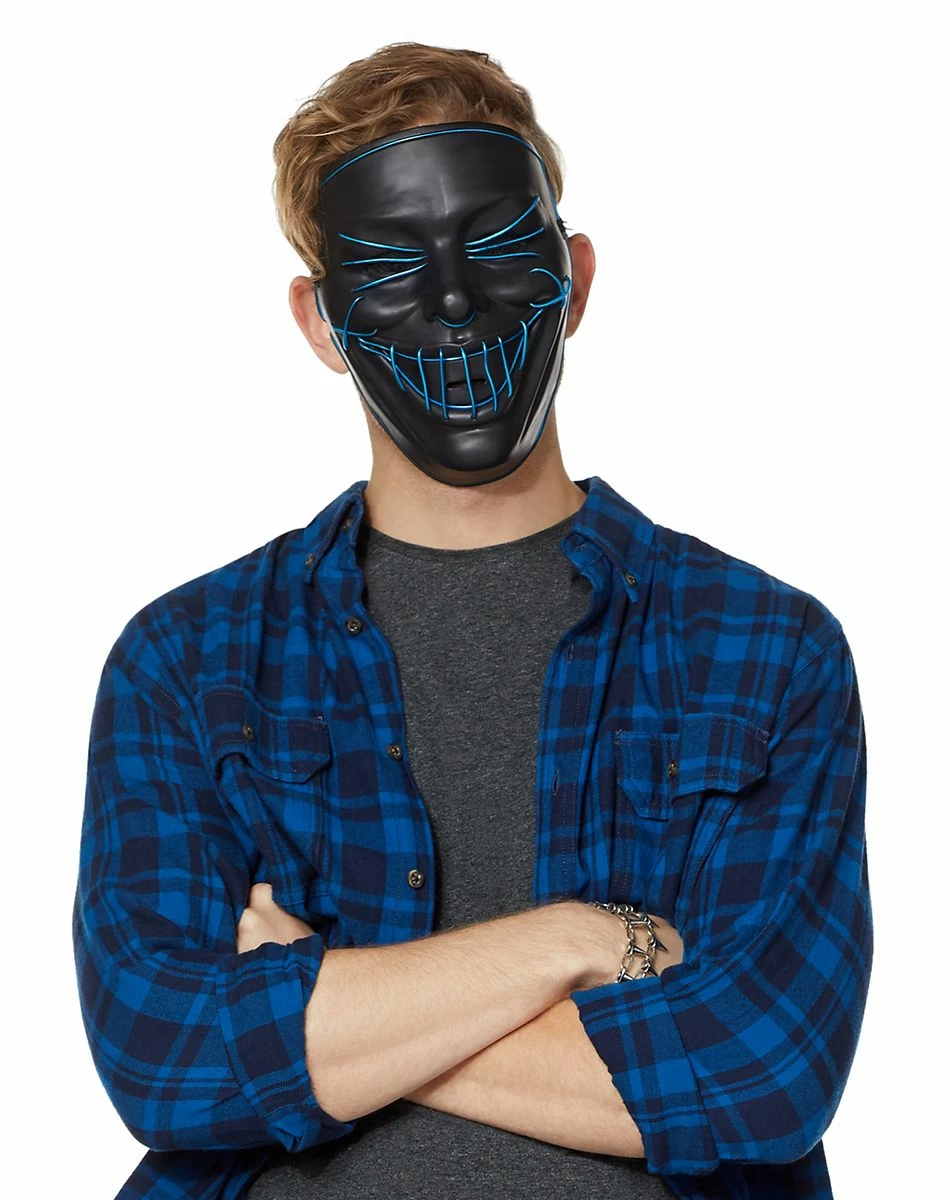 Spirit Halloween Black and Blue EL Wire Half Mask 1 Spirit Halloween Black and Blue EL Wire Half Mask