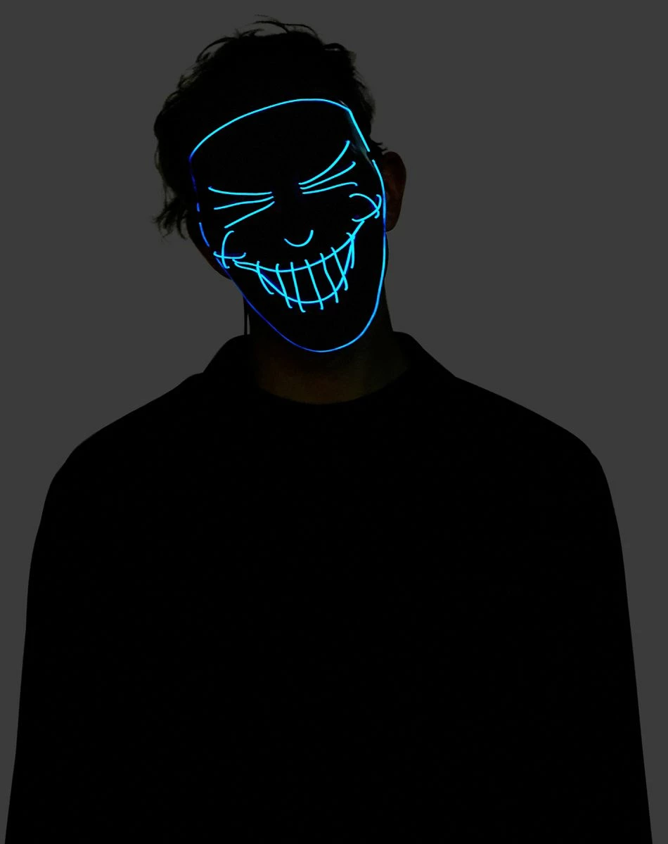 Spirit Halloween Black and Blue EL Wire Half Mask 2 Spirit Halloween Black and Blue EL Wire Half Mask - Image 2