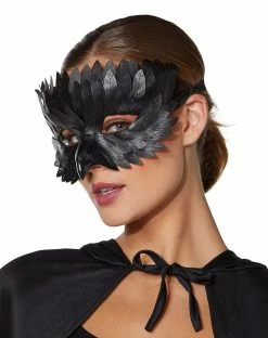 Spirit Halloween Black Crow Half Mask Deluxe -Halloween ACCESSORIES store 01429364 b
