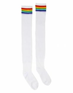 Spirit Halloween Rainbow Striped Over The Knee Socks