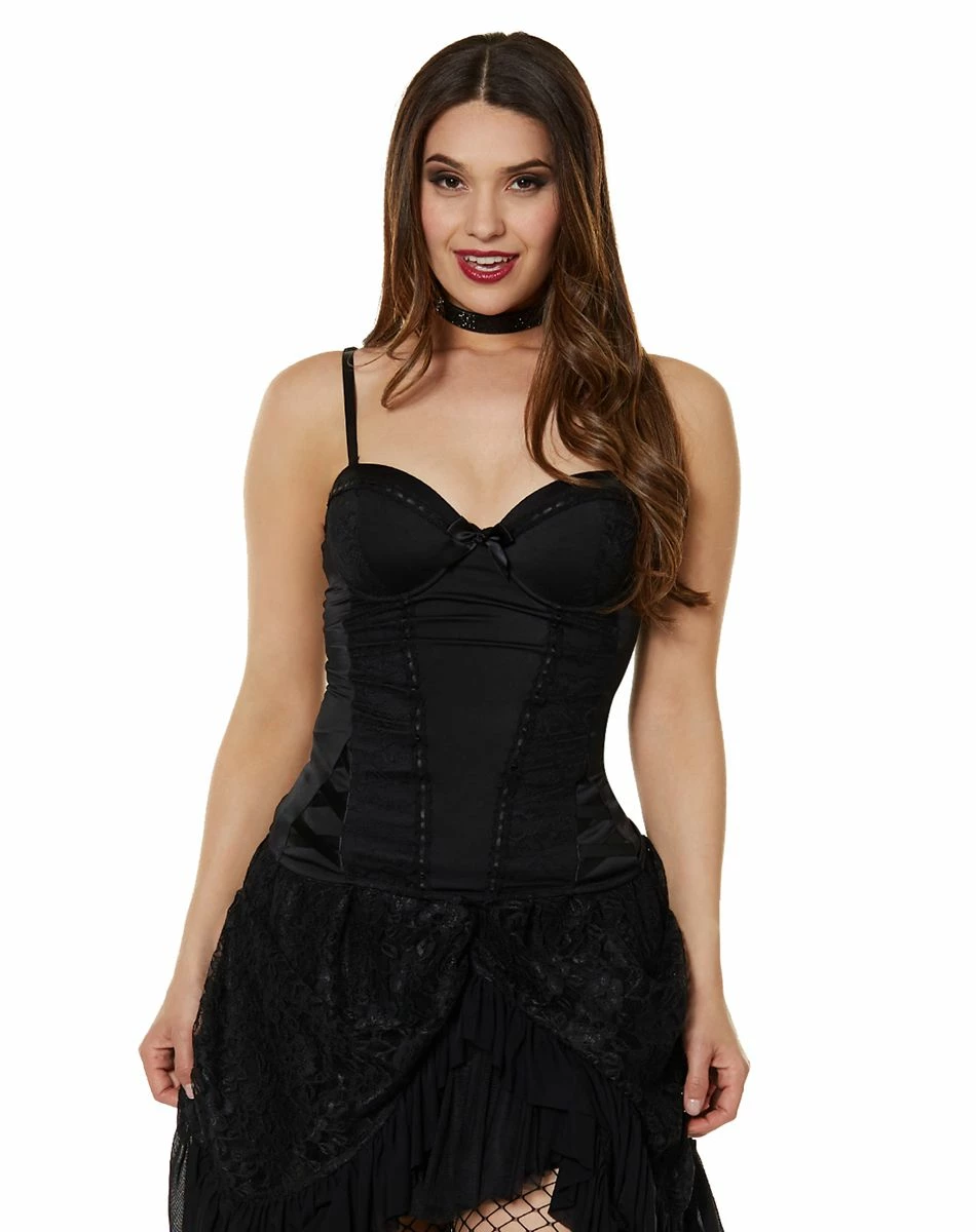 Spirit Halloween Black Beaded Lace Corset 1 Spirit Halloween Black Beaded Lace Corset