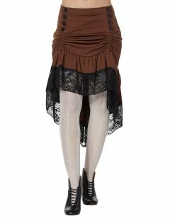 Spirit Halloween Gathered Steampunk Lace Trim Skirt
