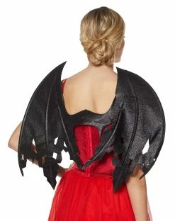 Spirit Halloween Black Glitter Devil Wings