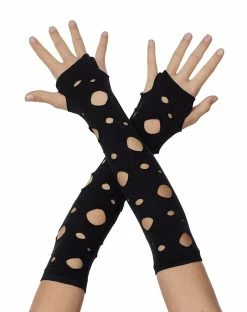 Spirit Halloween Tattered Black Arm Warmers