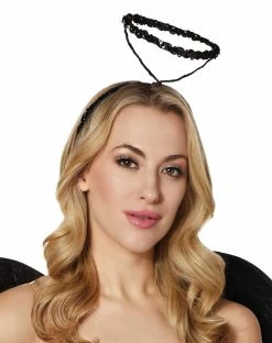 Spirit Halloween Black Sequin Fallen Angel Halo