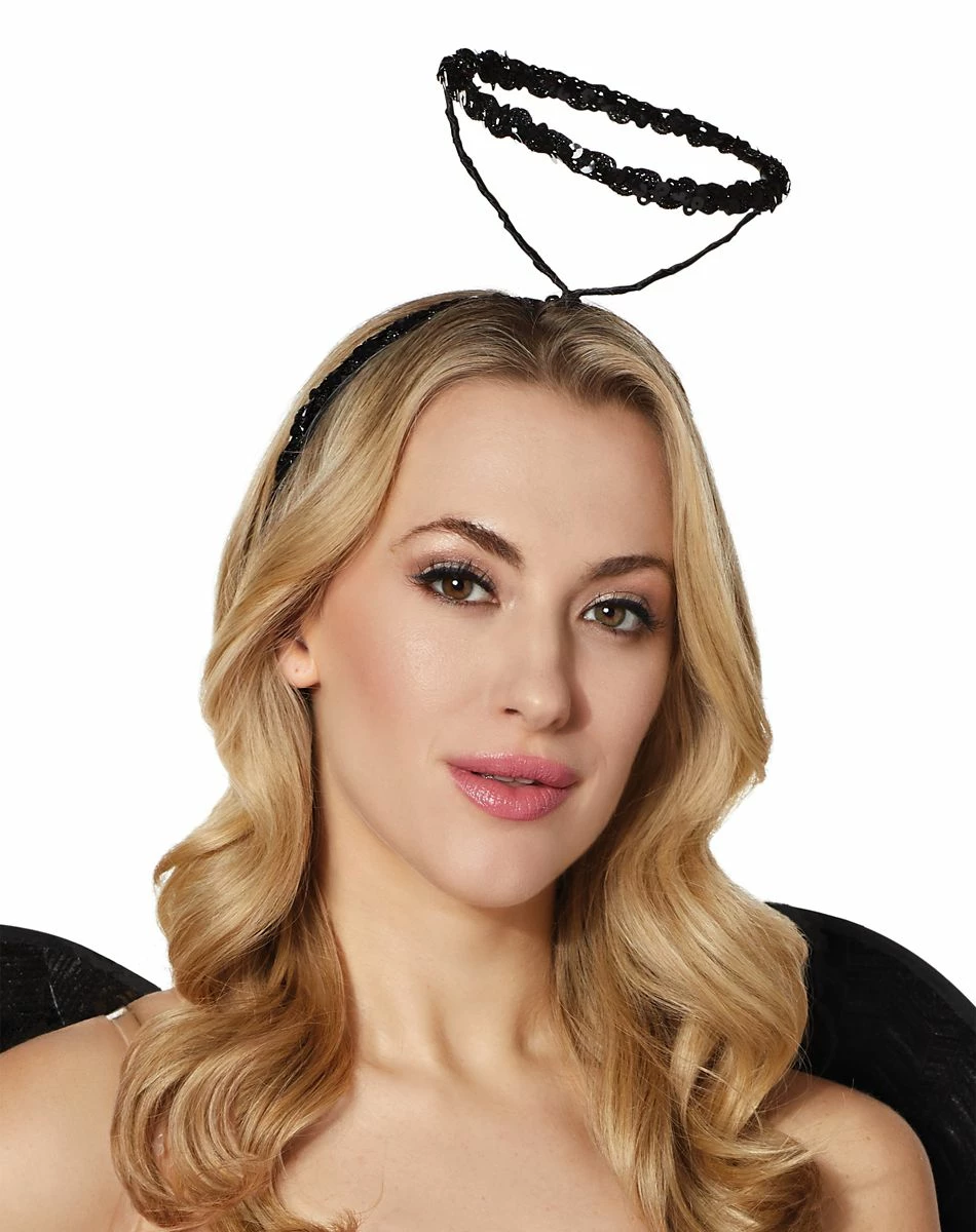Spirit Halloween Black Sequin Fallen Angel Halo 1 Spirit Halloween Black Sequin Fallen Angel Halo