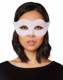 Spirit Halloween White Glitter Eye Half Mask
