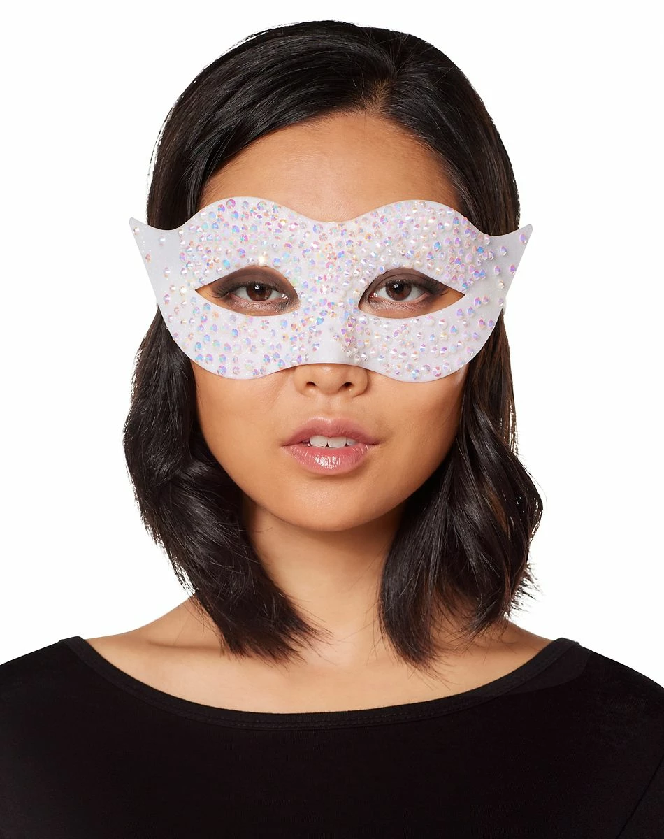 Spirit Halloween White Glitter Eye Half Mask 1 Spirit Halloween White Glitter Eye Half Mask