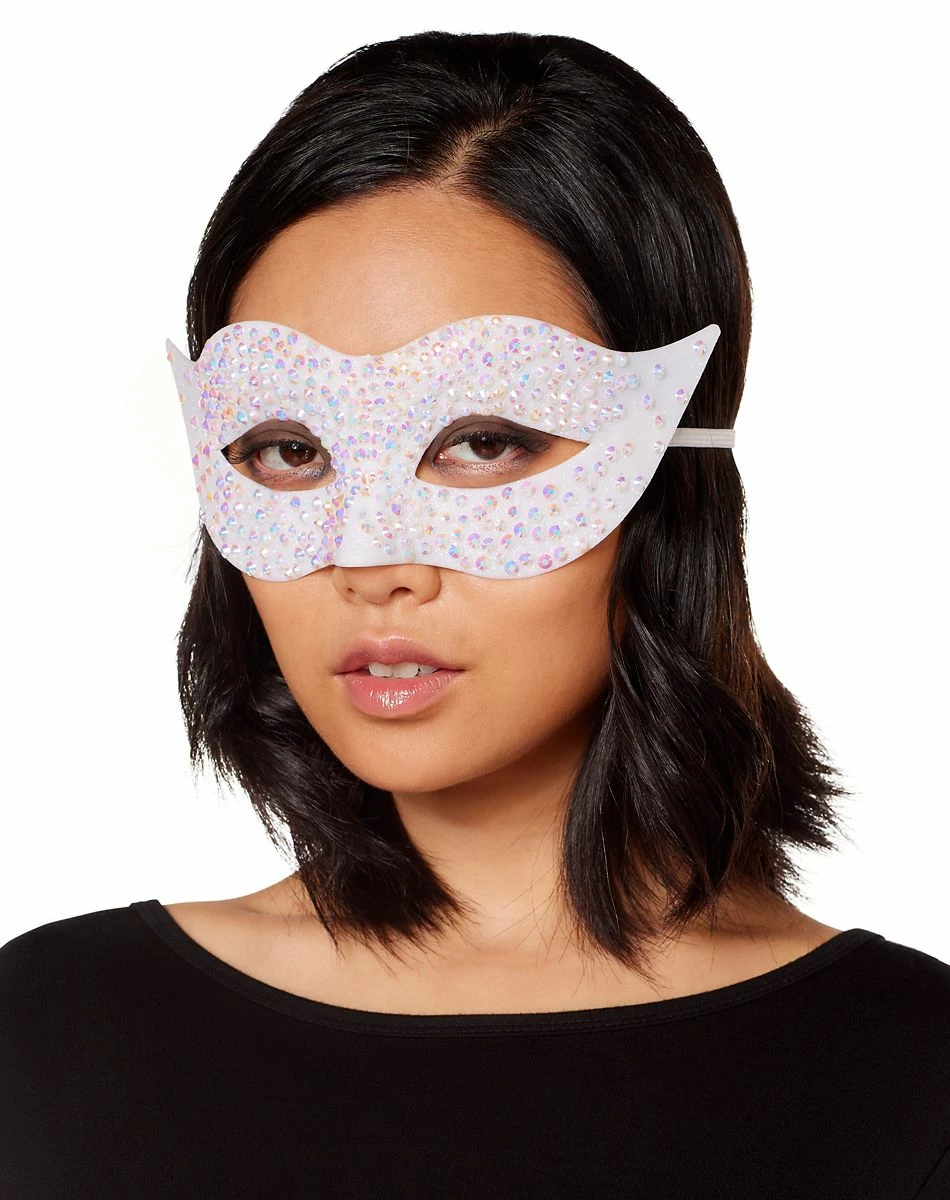 Spirit Halloween White Glitter Eye Half Mask 3 Spirit Halloween White Glitter Eye Half Mask - Image 3