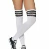 Spirit Halloween Black and White Striped Over the Knee Socks