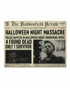 Spirit Halloween Michael Myers Haddonfield Herald Sign - Halloween