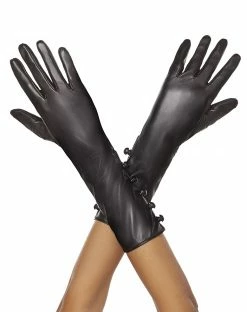 Spirit Halloween Faux Leather Button Gloves