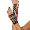 Spirit Halloween Rainbow Fishnet Gloves