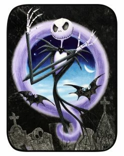 Spirit Halloween Graveyard Jack Skellington Fleece Blanket - The Nightmare Before Christmas