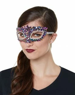 Spirit Halloween Rhinestone Oil Slick Eye Half Mask -Halloween ACCESSORIES store 01465335 b