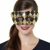 Spirit Halloween Black and Gold Checkered Mask