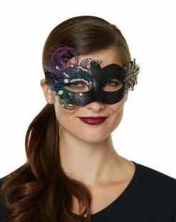 Spirit Halloween Oil Slick Peacock Eye Half Mask
