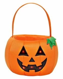 Spirit Halloween Light-Up Pumpkin Plush Treat Bucket
