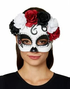 Spirit Halloween Day of the Dead Roses Half Mask