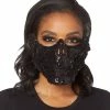 Spirit Halloween Black Skeleton Sequin Half Mask