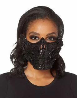 Spirit Halloween Black Skeleton Sequin Half Mask