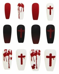 Spirit Halloween Bloody Cross Press On Nails