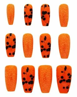 Spirit Halloween Orange Glitter Press On Nails -Halloween ACCESSORIES store 01474212 b