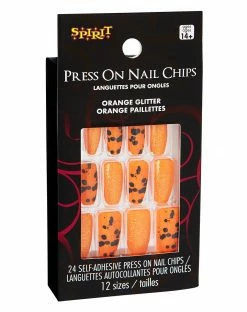 Spirit Halloween Orange Glitter Press On Nails -Halloween ACCESSORIES store 01474212 c