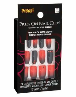 Spirit Halloween Red and Black Press On Nails -Halloween ACCESSORIES store 01474220 c
