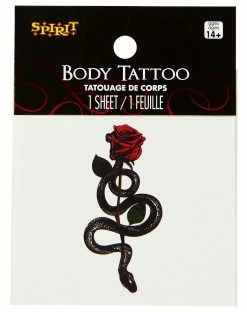 Spirit Halloween Snake Rose Body Tattoo -Halloween ACCESSORIES store 01474592 b