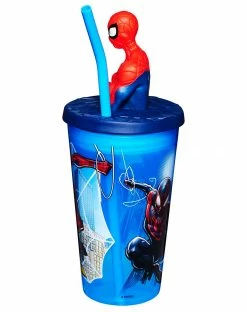 Spirit Halloween Molded Spider-Man Cup with Straw - 15 oz. -Halloween ACCESSORIES store 01477124 c