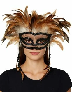 Spirit Halloween Witch Doctor Feather Eye Mask