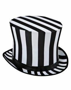 Spirit Halloween Black and White Striped Top Hat