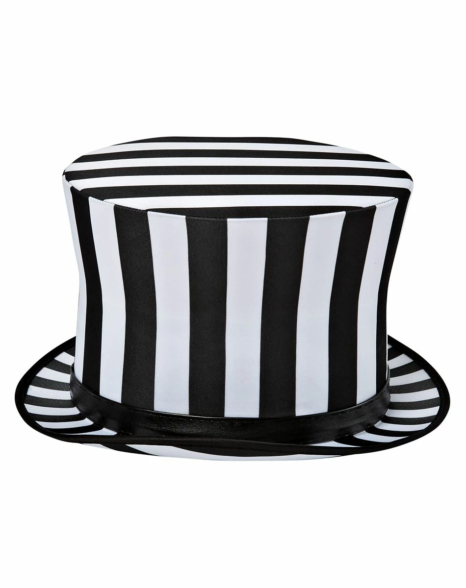 Spirit Halloween Black and White Striped Top Hat 2 Spirit Halloween Black and White Striped Top Hat - Image 2