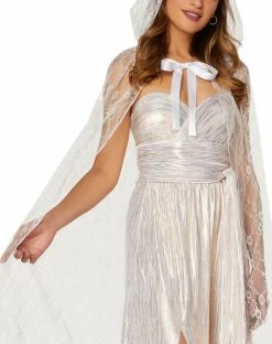 Spirit Halloween Adult White Lace Cape -Halloween ACCESSORIES store 01479930 c