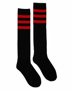 Spirit Halloween Black and Red Striped Knee High Sports Socks