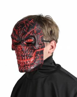 Spirit Halloween Light-Up LED Horror Scorched Skull Half Mask