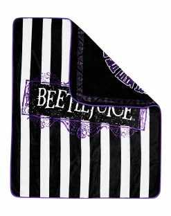 Spirit Halloween Reversible Beetlejuice Fleece Blanket -Halloween ACCESSORIES store 01488022 d