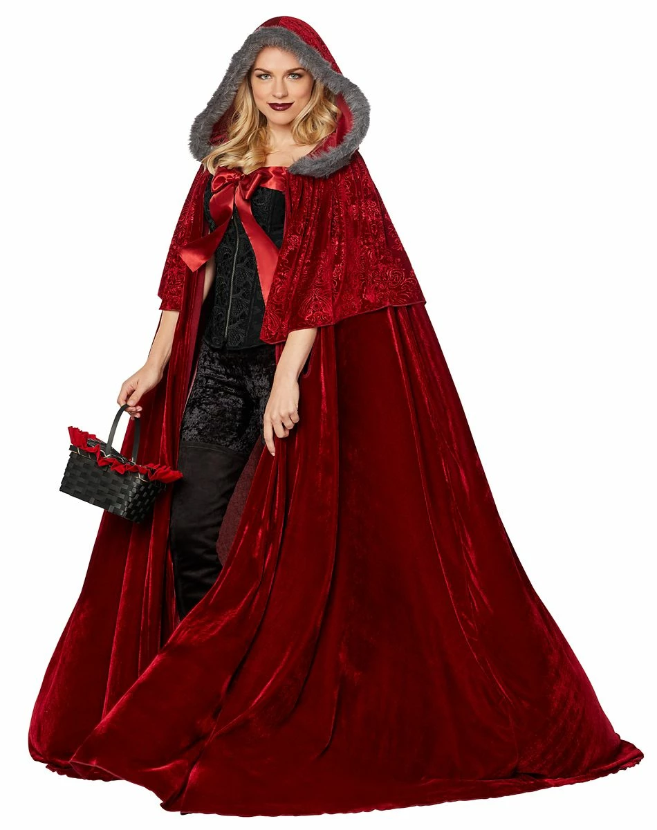 Spirit Halloween Adult Faux Fur Red Riding Hood Cape Deluxe 1 Spirit Halloween Adult Faux Fur Red Riding Hood Cape Deluxe