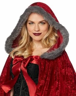 Spirit Halloween Adult Faux Fur Red Riding Hood Cape Deluxe 5 Spirit Halloween Adult Faux Fur Red Riding Hood Cape Deluxe -Halloween ACCESSORIES store 01492297 c