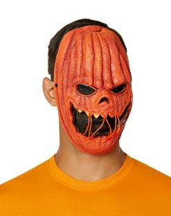 Spirit Halloween Light-Up EL Wire Pumpkin Half Mask -Halloween ACCESSORIES store 01494301 b