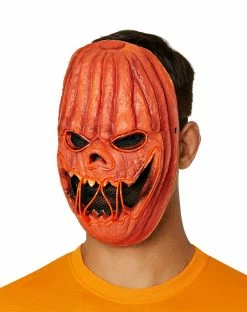 Spirit Halloween Light-Up EL Wire Pumpkin Half Mask -Halloween ACCESSORIES store 01494301 c