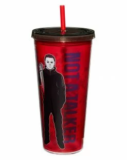 Spirit Halloween Stalker Not A Talker Michael Myers Tumbler 20 oz. - Halloween -Halloween ACCESSORIES store 01497155 c
